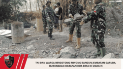 TNI dan Warga Bergotong Royong Bangun Jembatan Garuda, Hubungkan Harapan Dua Desa di Madiun