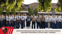 Tingkatkan Kesadaran Hukum Pelajar, Sat Lantas Polres Kuningan Sosialisasi Tertib Berlalu Lintas di SMAN 1 Kuningan
