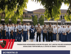 Tingkatkan Kesadaran Hukum Pelajar, Sat Lantas Polres Kuningan Sosialisasi Tertib Berlalu Lintas di SMAN 1 Kuningan