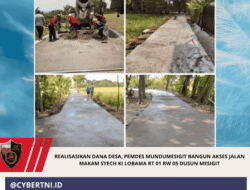 Realisasikan Dana Desa, Pemdes Mundumesigit Bangun Akses Jalan Makam Syech Ki Lobama RT01/RW05 Dusun Mesigit