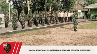 KODIM 1614/DOMPU LAKSANAKAN UPACARA BENDERA MINGGUAN