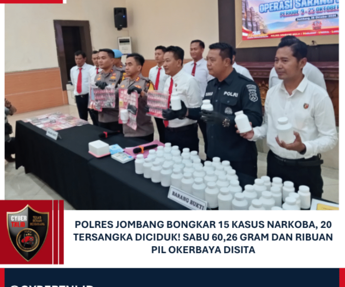Polres Jombang Bongkar 15 Kasus Narkoba, 20 Tersangka Diciduk! Sabu 60,26 Gram dan Ribuan Pil Okerbaya Disita
