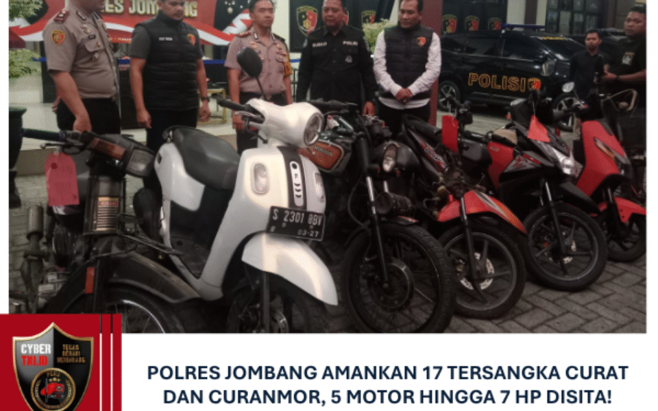 Polres Jombang Amankan 17 Tersangka Curat dan Curanmor, 5 Motor hingga 7 HP Disita!