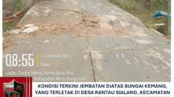 Kondisi terkini jembatan diatas sungai Kemang, yang terletak di desa rantau Sialang, kecamatan sungai keruh, Kabupaten Musi Banyuasin Propinsi Sumatera Selatan sangat mengkhawatirkan.